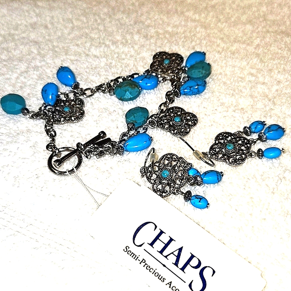 Chaps Silver and Blue Butterfly Earrings